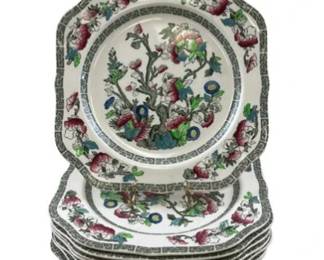 English Porcelain 8" Plates - Signed "Indian Tree Johnson Bros England"