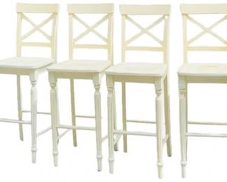 Pier 1 White Wooden Bar Stools - 4 Stools