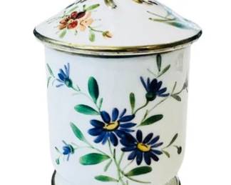 Hand Painted French Porcelain Covered Tea Caddy - Signed France Tatman Chicago