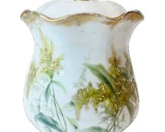 Antique Hand Painted Porcelain Lidded Biscuit Jar