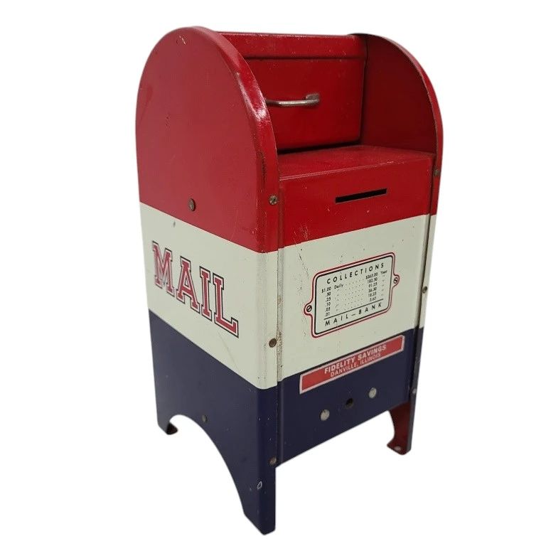 Tin Litho Mail Box Bank by Superior Stationery Co