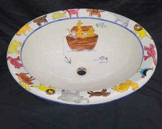Noahs Ark Themed Porcelain Kids Sink