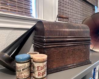 Antique Edison Phonograph Early 1900's - Model C. Edison Cylinder Records