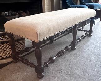 Upholstered Bench - Walnut and Linen
