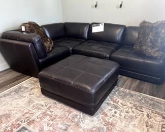 Brown Leather Sectional and Ottoman - Macy's 100% topgrain leather