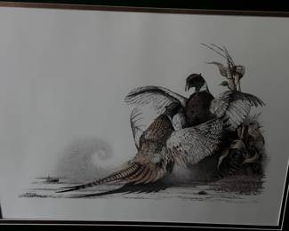 Pheasants - signed pencil by Sherry Steele 179/350