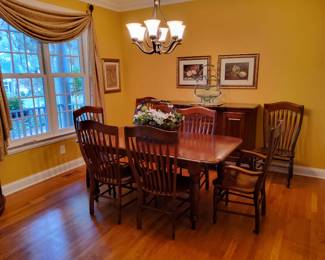 Nicholas and Stone Dining Room Table(2 leaves), Chairs and Credenza