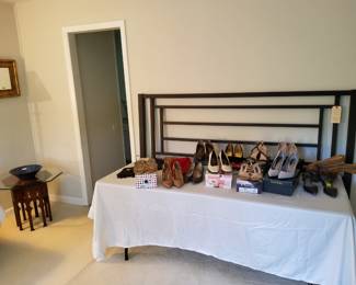 Collection of Vintage Womens Shoes, Metal King Head Frame, Vintage Moroccan Accent Table