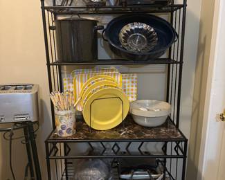 Baker's Rack with Misc Kitchen things