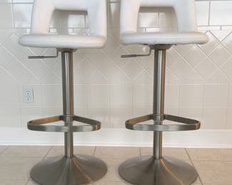 White leather bar stools