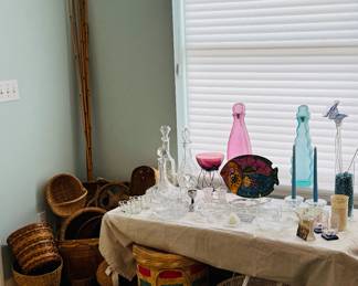 Baskets and glass