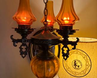 Mid-Century Brutalist Iron and Glass Chandelier, 1960s
