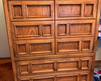 Drexel Mid-Century Modern Sculpted Walnut Highboy Dresser, 1960s