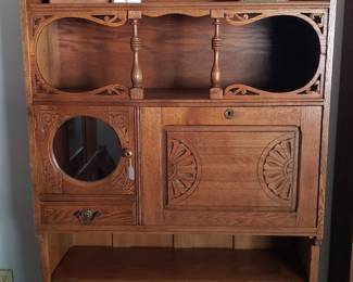 Heavy, unusual oak secretary.