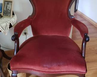 Beautiful Rosewood red velvet chair.