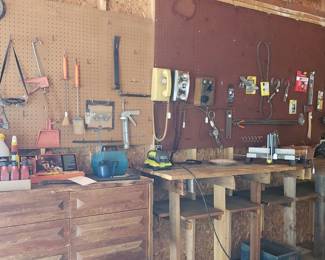 Old phones. tools, misc. antiques and more furniture.