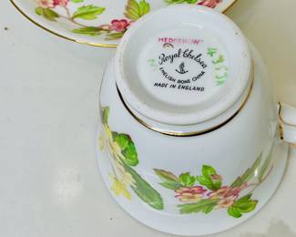 1940’s Royal Chelsea 'Hedgerow' teacup and saucer set.