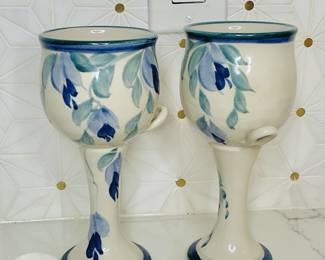 Hand-painted pottery goblets.