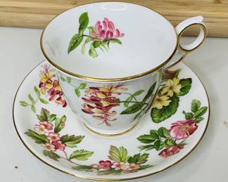 1940’s Royal Chelsea 'Hedgerow' teacup and saucer set.