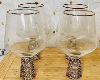 Gold Rhinestone Wine Glasses