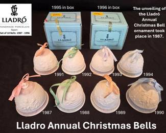 Lladro Xmas Bells including 1st release year 1987 through 1996