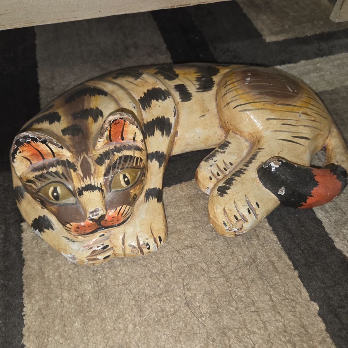 Antique  Hand carved and hand painted Wooden Cat         $60.00