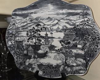 Enchanted Forest Unique Shape plate Made in England, Johnson Bros. Includes display Stand  $30
