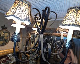 1 of 2 matching chandelier/hanging lights                                     Plus two other chandeliers available. One all Crystal and one metal and crystal