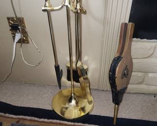 Fireplace Tools and Vintage bellows $100
