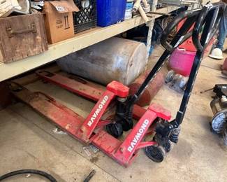 TWO PALLET JACKS missing handles