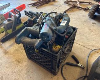BASKET OF VARIOUS POWER TOOLS