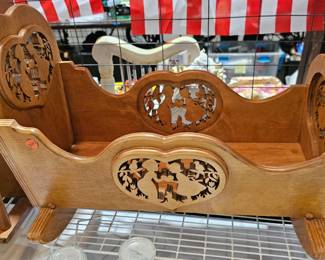 WOODEN DOLL CRADLE