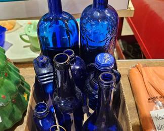 COBALT BLUE GLASS JAR LOT