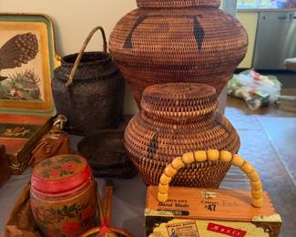 Baskets, cigar box purse