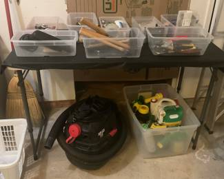 There are still some tools and items in the garage