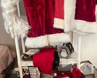 Santa suits with full beards, hair and pieces for boots, etc.