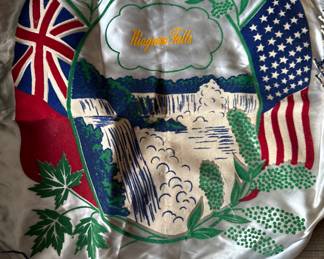antique Niagra Falls pre 1948 silk and satin pillow cover