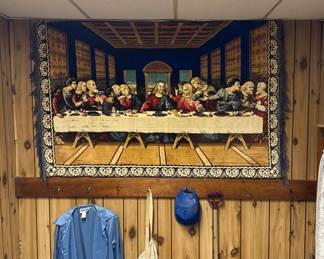 entry hall with a great vintage tapestry of the last supper