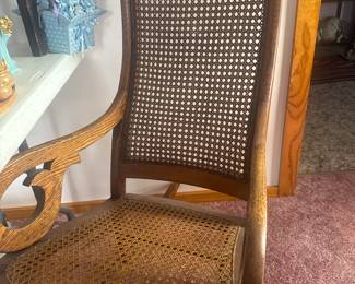 antique oak caned chair