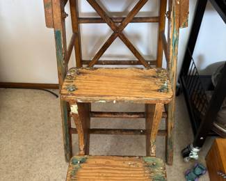 antique little hand made flip stool
