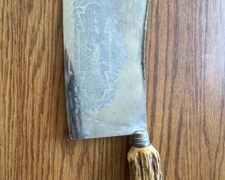 beautiful horn cleaver with engraved blade