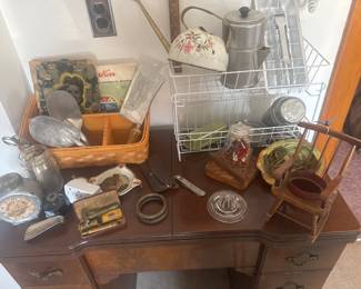 sewing cabinet, and misc small itesm