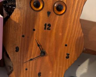 vintage handmade owl clock 