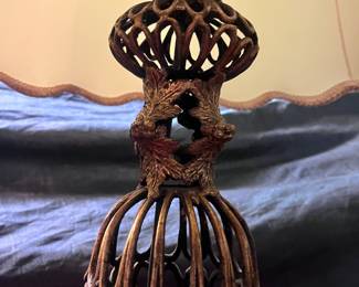 Vintage Brass Oak Leaf Table Lamp