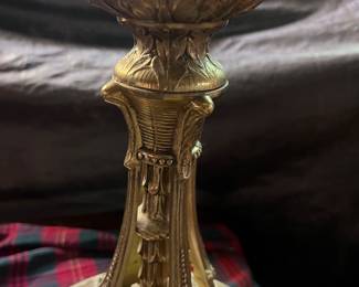 Beautiful Retro Glass, Brass, and Marble Table Lamp