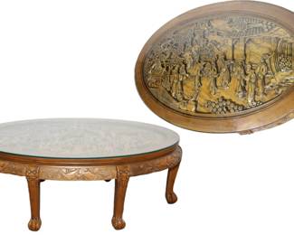 Carved Asian Scenic Coffee table