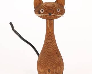 Wood Cat sculpture