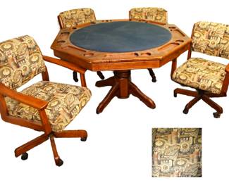 Game Table 4/ 4 rolling chairs - Vegas Casino fabric 