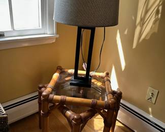 Rattan Side Tables, Lamp