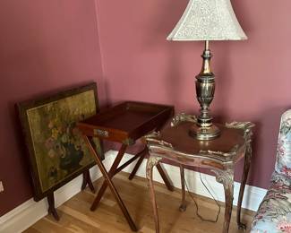Pair of Side Tables, Pair of Lamps, Butler's Tray Table